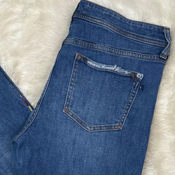 Anthropologie Pilcro Slim Boyfriend Crop Jeans Size 30 Embroidered Side Stripe - Picture 4 of 11